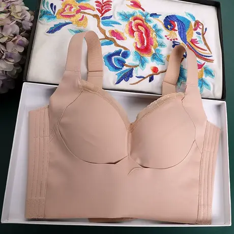 小胸聚拢显大收副乳矫正外扩防下垂舒适无钢圈调整型光面隐形内衣商品大图