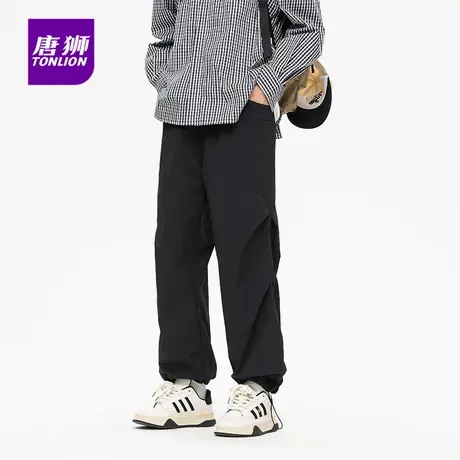 唐狮男士夏季薄款休闲裤青少年褶皱伞兵户外宽松运动长裤子秋冬AP商品大图