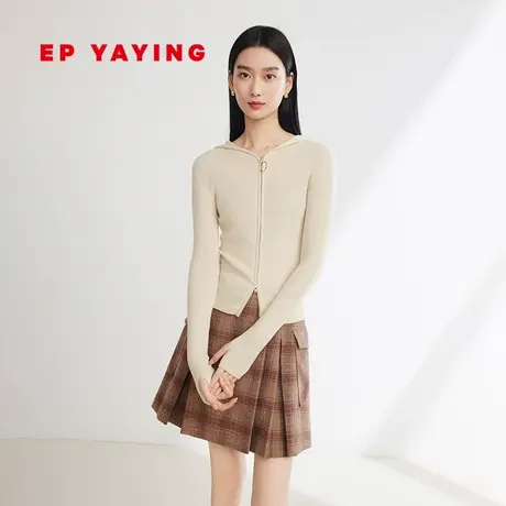EP YAYING雅莹女装 牦牛绒修身连帽拉链针织衫 2023秋冬新款9188C图片