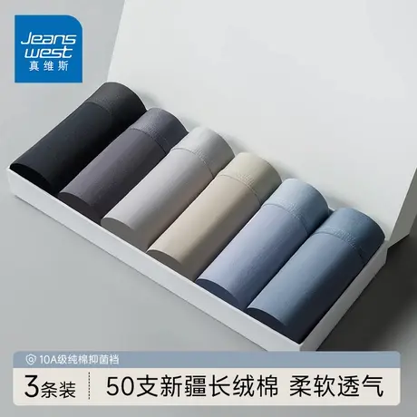 GV真维斯男士内裤秋季纯棉抗菌简约纯色系平角裤男生四角短裤衩K商品大图