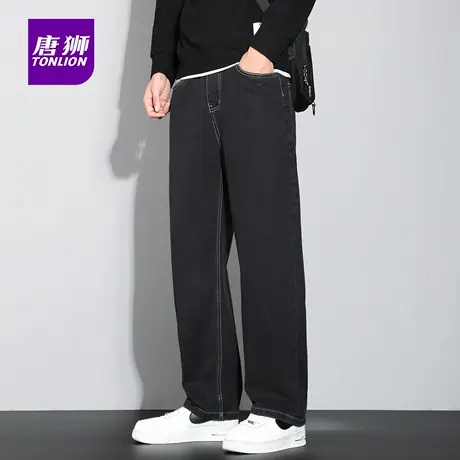 唐狮复古牛仔裤男款秋冬直筒宽松潮牌阔腿美式高街百搭休闲长裤AX商品大图