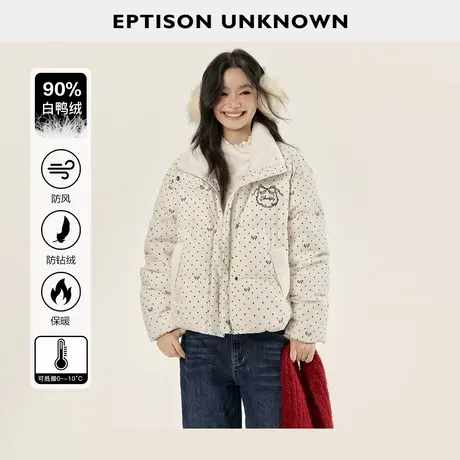 EPTISON羽绒服女2025年冬季新款短款少女风印花白鸭绒保暖面包服商品大图