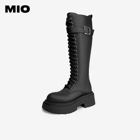 MIO米奥秋冬高级感长筒靴圆头厚底高跟骑士靴酷飒瘦瘦靴子女图片