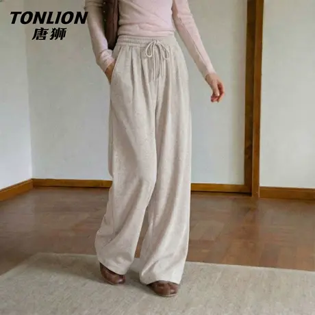 唐狮官方糯米裤女款2026新款春秋款女士高腰显瘦垂感休闲阔腿裤VB图片