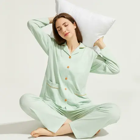 【双11预售】新品都市丽人棉质可外穿长袖长裤情侣家居服睡衣套装图片