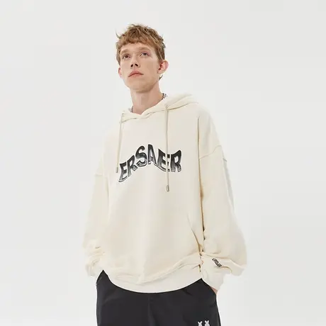 ！ER水银字母重磅连帽男春秋季oversize情侣宽松美式外套帽衫潮商品大图