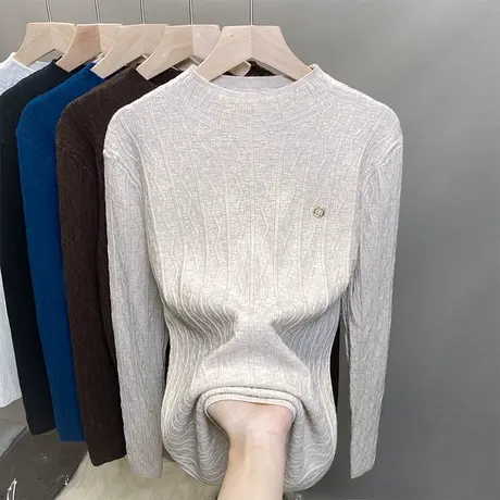 半高领毛衣女肌理打底衫2023秋冬新款套头外穿针织衫内搭洋气上衣商品大图