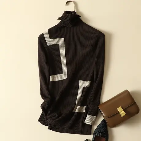 秋冬新款堆堆高领套头毛衣女士修身内搭针织显瘦打底衫女长袖上衣商品大图