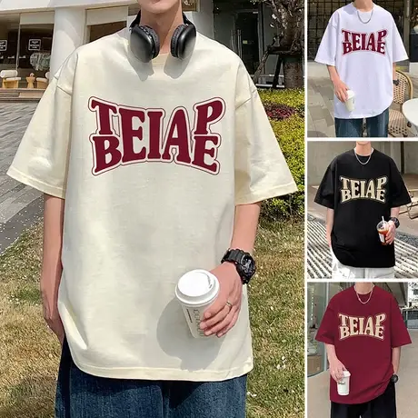 短袖t恤男生夏季薄款纯棉情侣宽松半袖上衣服潮牌体恤休闲打底衫商品大图