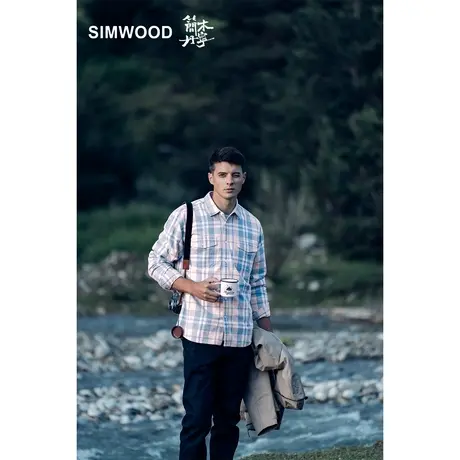 Simwood简木丹宁【宽松版型】新款8盎司牛仔格子休闲长袖衬衫男图片