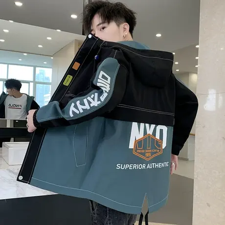 外套男春秋季2023新款休闲工装夹克韩版潮流帅气青少年秋装上衣服商品大图