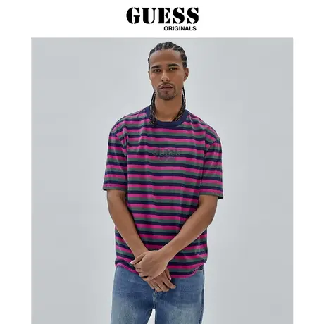 【38上新季】GUESS Originals  男士刺绣LOGO撞色圆领短袖T恤商品大图
