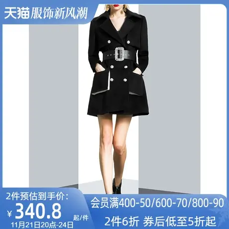 欧洲站设计感小众气质毛呢外套女冬2023新款中长款收腰呢子大衣潮商品大图