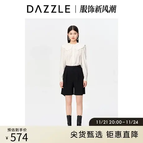 刘雯同款DAZZLE地素奥莱 春季黑色羊毛混纺西装短裤女图片