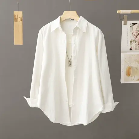 春秋百搭衬衣上衣女秋季2024新款休闲宽松别致设计感长袖衬衫外套商品大图