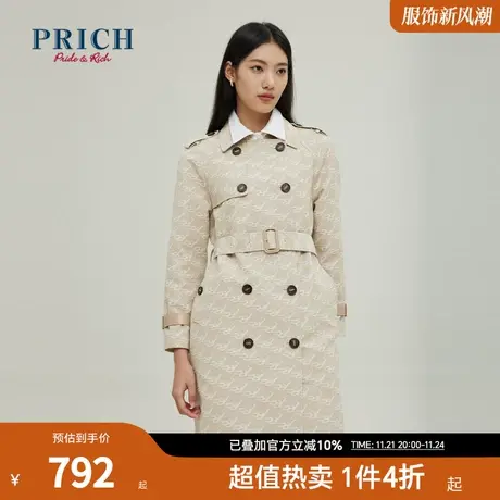 PRICH秋冬提花挺括不易皱便于打理风衣外套女商品大图