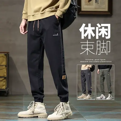 九分男款工装休闲裤男士束脚宽松痞帅高级感男裤子春秋款2024新款商品大图