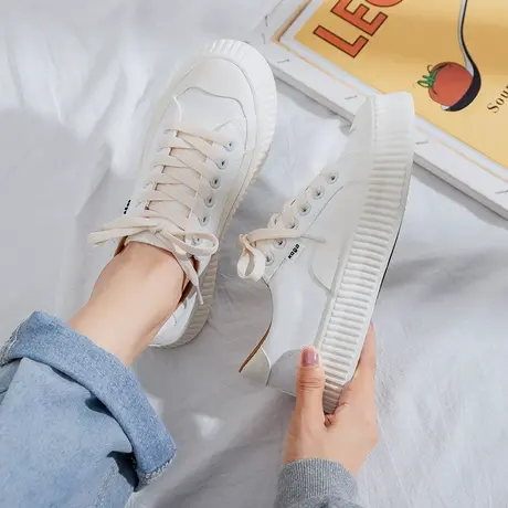 经典学院风帆布鞋女夏季透气百搭ins街拍小白鞋学生复古情侣板鞋商品大图