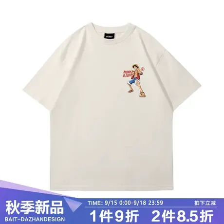 海贼王短袖t恤男士卡通动漫路飞宽松百搭青少年小众设计感纯棉tee商品大图