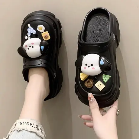 大头小狗DIY洞洞鞋女夏外穿厚底增高网红包头半拖鞋百搭学生凉鞋商品大图