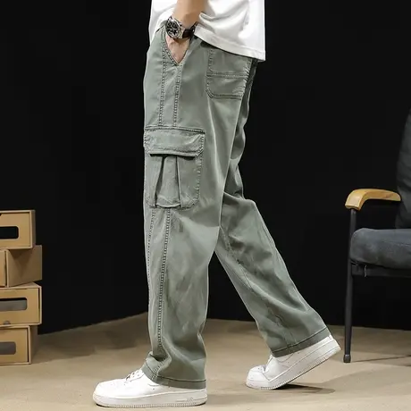直筒工装裤男春季2024新款潮牌弹力裤子春夏薄款休闲男裤宽松大码商品大图