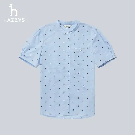 【商场同款】Hazzys哈吉斯休闲短袖衬衫上衣女士春夏季新款衬衣图片