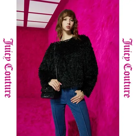 Juicy Couture橘滋新款秋冬神秘优雅一字领流苏女式针织衫商品大图