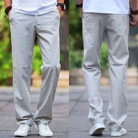 夏季薄款亚麻裤男士休闲裤夏天男款宽松直筒裤老年裤子男棉麻男裤商品大图