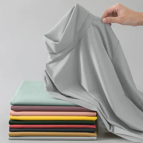 莫代尔棉长袖t恤男纯色半高领内搭打底衫修身潮流秋季小衫秋衣服商品大图