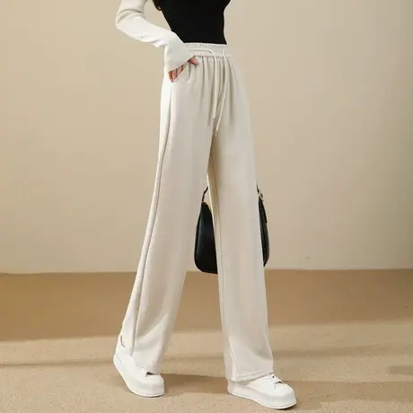 时尚气质百搭休闲裤2023年秋季新款女士简约高腰显瘦通勤直筒长裤图片