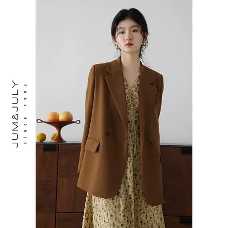 嘉茱莉2023秋季新款复古西装外套女薄款休闲小西服外套设计感小众商品大图