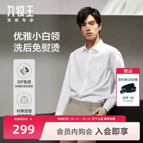 [DP免烫]九牧王男装休闲长袖衬衫2023秋冬新品纯棉时尚阔形衬衣BN图片