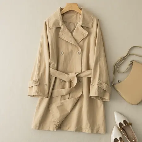 享永子中长款风衣外套女文艺复古气质简约通勤休闲上衣2023新款秋图片