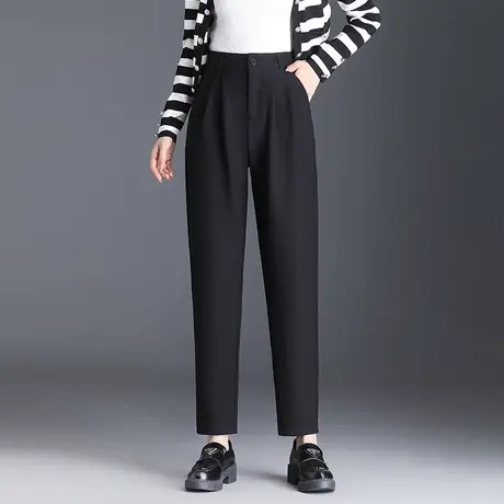 黑色西装裤女秋季2023新款宽松大码直筒哈伦裤时尚显瘦休闲萝卜裤商品大图