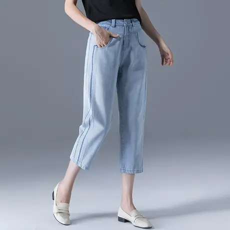 七分裤女夏薄款女裤夏季妈妈裤子小个子牛仔裤女八分裤高腰哈伦裤商品大图