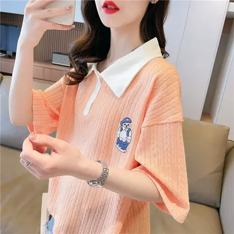 小众设计感短袖t恤女2023夏季新款韩版宽松polo领短款小个子上衣图片