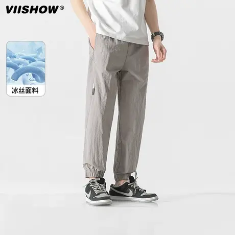 VIISHOW冰丝薄款裤子男款夏季潮流宽松休闲裤束脚痞帅运动长裤图片