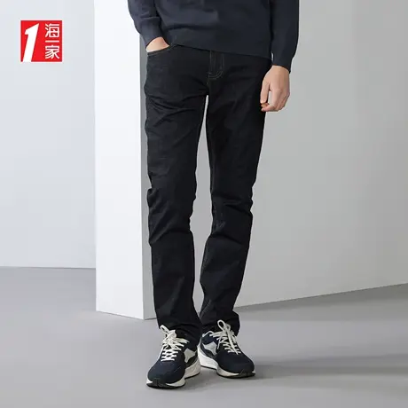 海一家基础休闲长裤2023夏季新款简约有型舒适中腰牛仔裤男商品大图