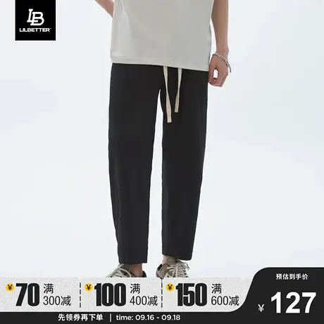 Lilbetter九分休闲裤新款美式潮牌夏裤痞帅直筒裤抽绳运动裤子男商品大图