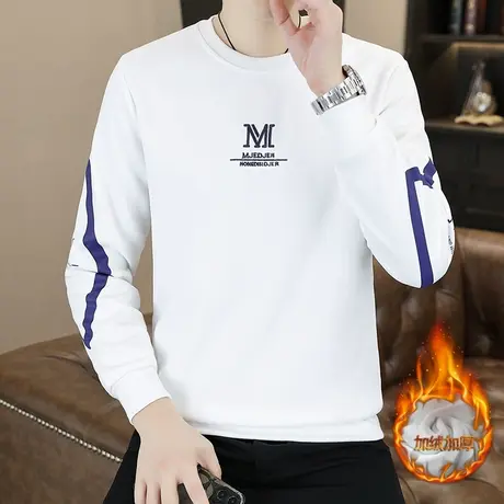 2023秋冬新款保暖内衣男士加绒加厚休闲圆领可外穿秋衣单件上衣服图片