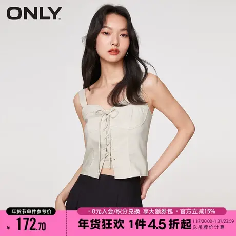 ONLY夏季新款时尚辣妹修身显瘦打底绑带背心短款纯色吊带T恤女商品大图