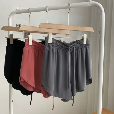 铜氨丝假两件运动短裤女夏新款防走光廓形显瘦健身跑步运动瑜伽裤商品大图