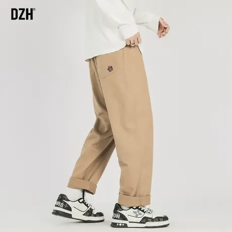 男士日系卡其色工装裤男直筒宽松夏季薄款男裤2023新款纯棉休闲裤商品大图
