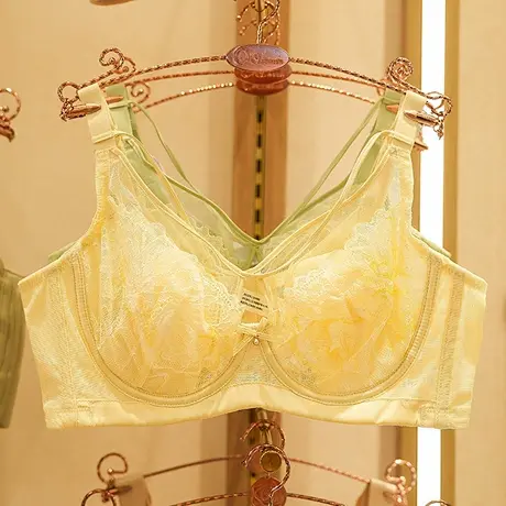 奥维丝丽新品内衣女大胸显小兔耳朵超薄软钢圈上托收副乳美背文胸商品大图
