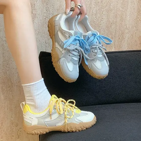 厚底德训鞋女2025夏季新款百搭网面透气休闲运动鞋轻便超火阿甘鞋商品大图