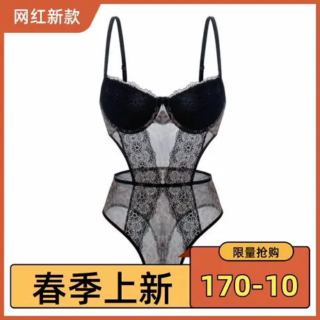 【通过验证】美式性感蕾丝豹纹连体衣文胸套装内衣图片