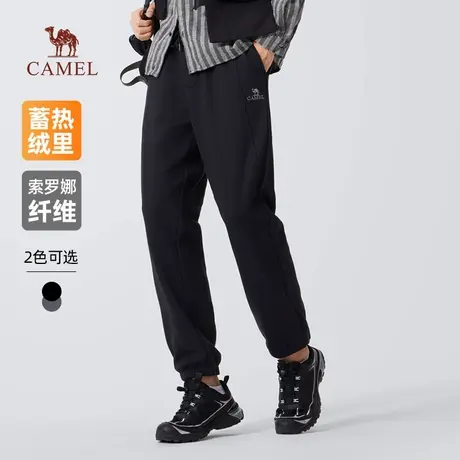 骆驼男装针织卫裤男2025新款秋冬季索罗娜加绒保暖休闲运动长裤子商品大图