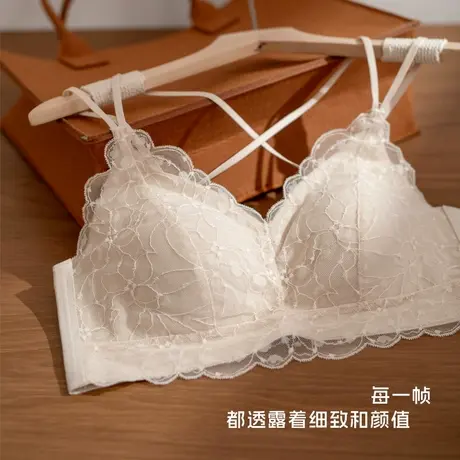 猫人舒服蕾文胸蕾丝内衣女2025新款爆款薄法式三角杯无痕美背胸罩商品大图