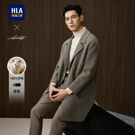 HLA/海澜之家轻商务时尚系列全羊毛大衣25秋冬新款保暖绅士外套男商品大图
