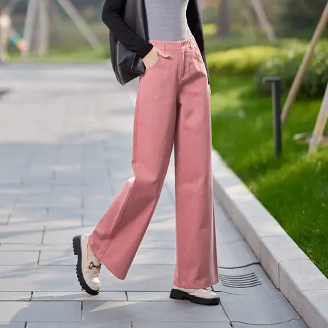 娅丽达工装棉质直筒牛仔裤女春季显瘦女裤2025新款裤子阔腿工装裤商品大图